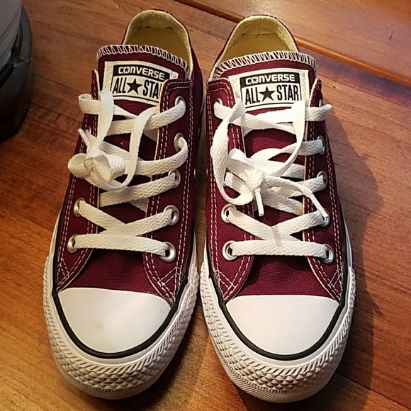 Converse Shoes - Burgundy Red & White Converse All Star Sneakers
